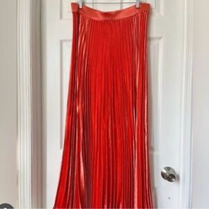 Elegant Red Pleated Skirt